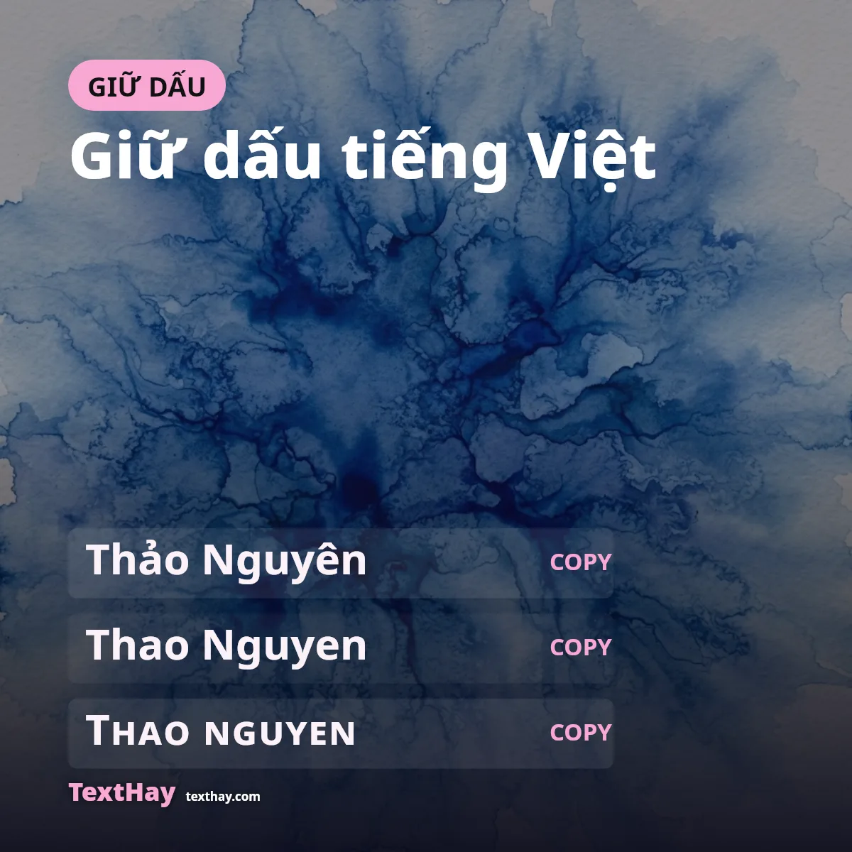 Chữ ký giữ dấu và mất dấu tiếng Việt: Thảo Nguyên, Thao Nguyen