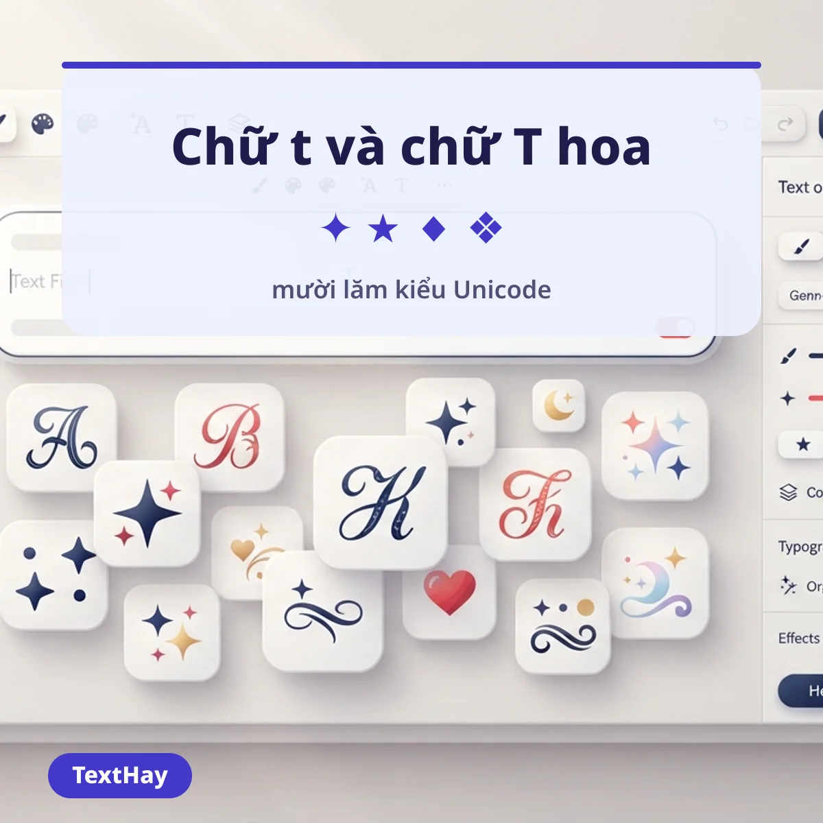 Chữ t và chữ T hoa trong mười lăm kiểu